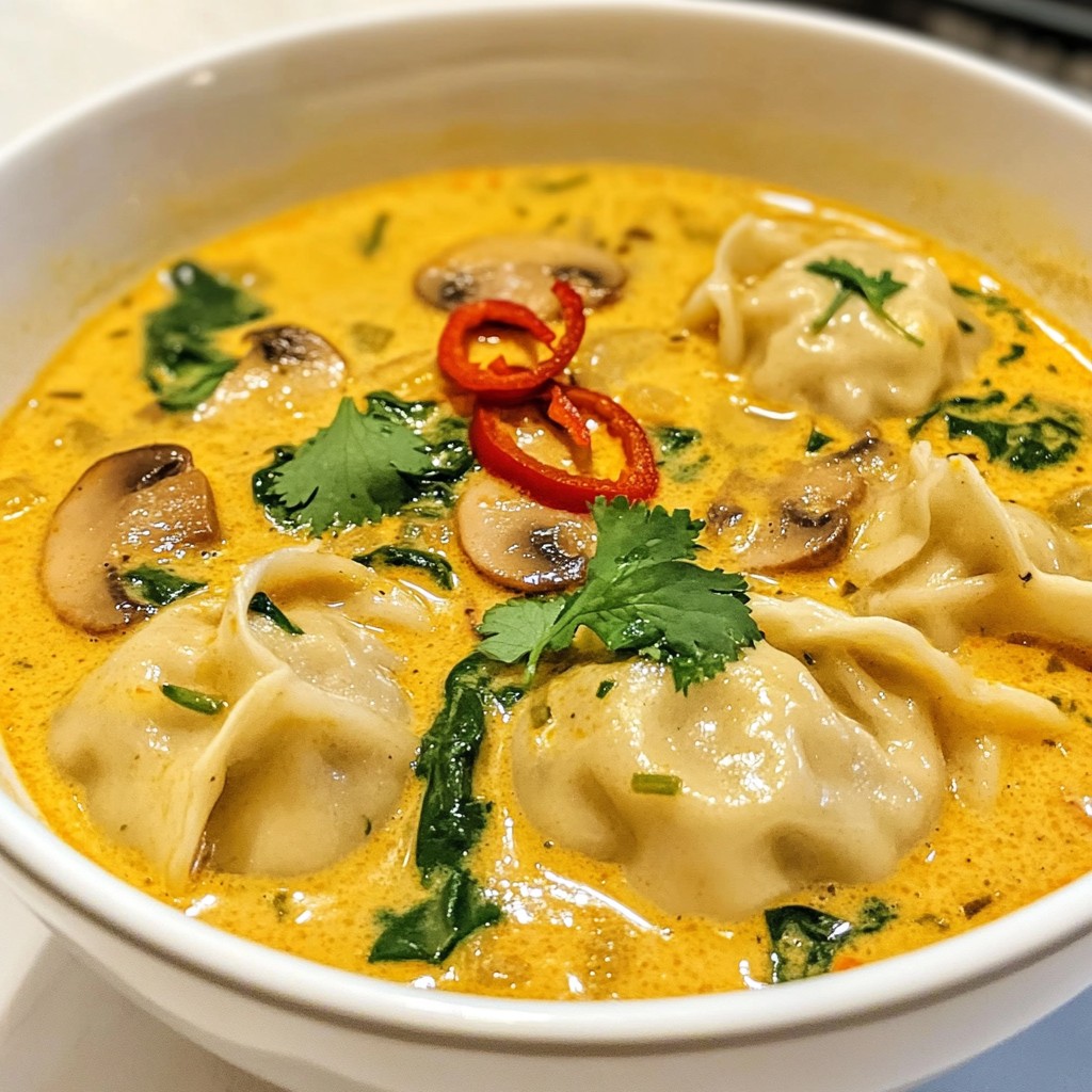 Savory Thai Coconut Curry Dumpling Soup Delight