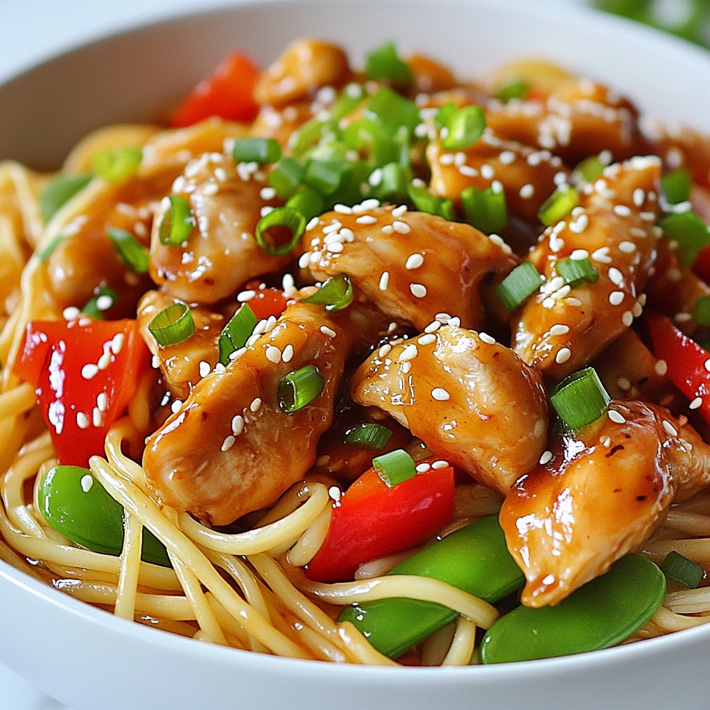 Sticky Garlic Chicken Noodles Packed with Flavor