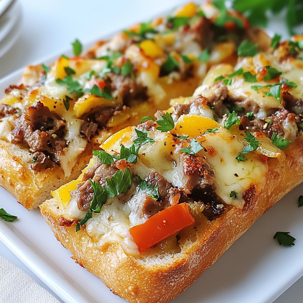 Cheesesteak-Stuffed Garlic Bread Savory and Flavorful Meal