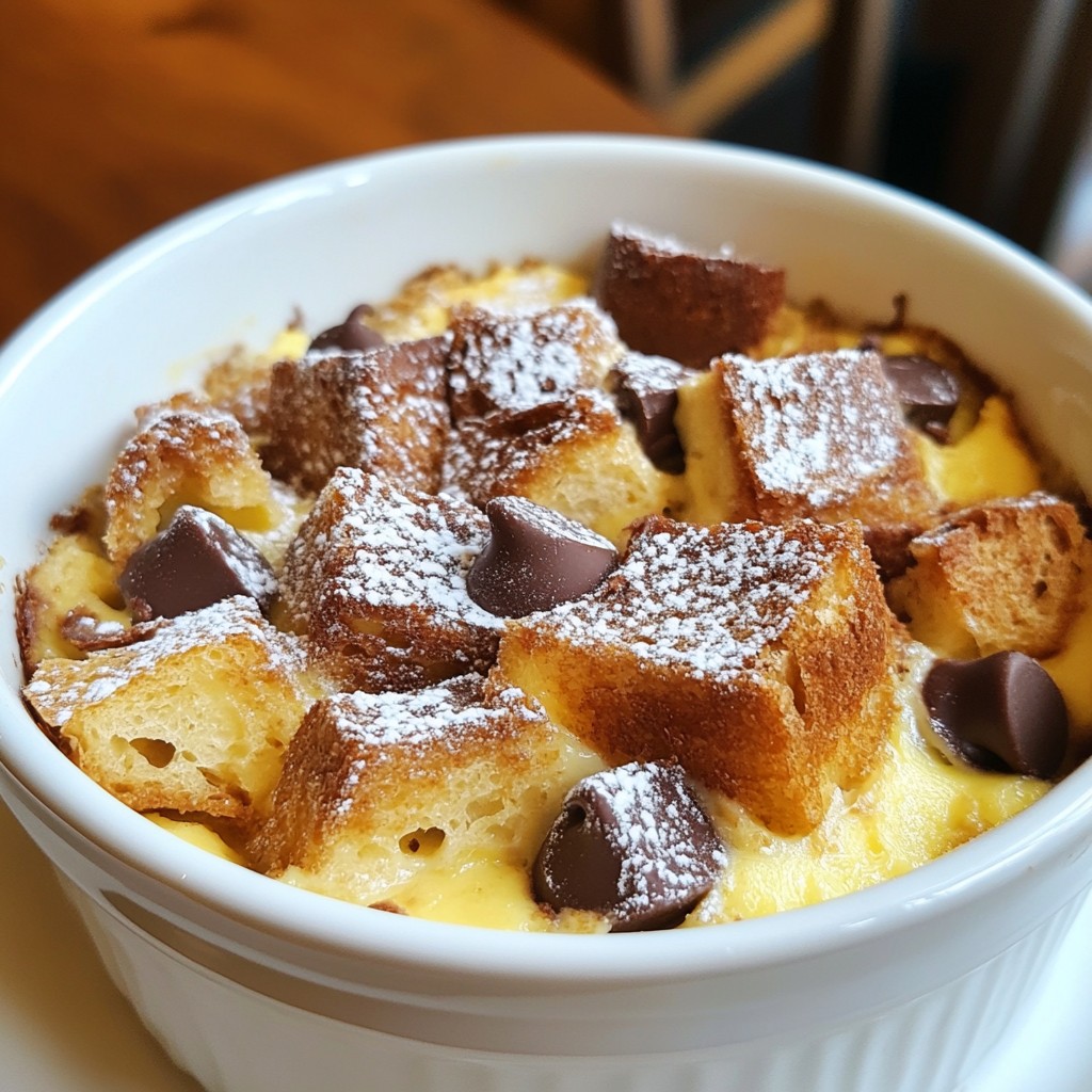 Gooey Chocolate Cream Cheese Bread Pudding Delight