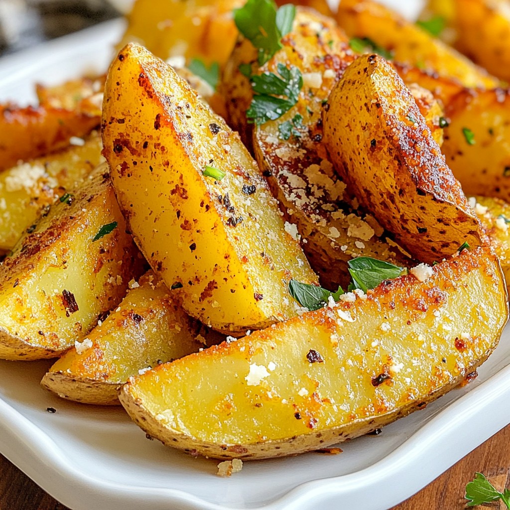Crispy Garlic Parmesan Potato Wedges Simple Recipe