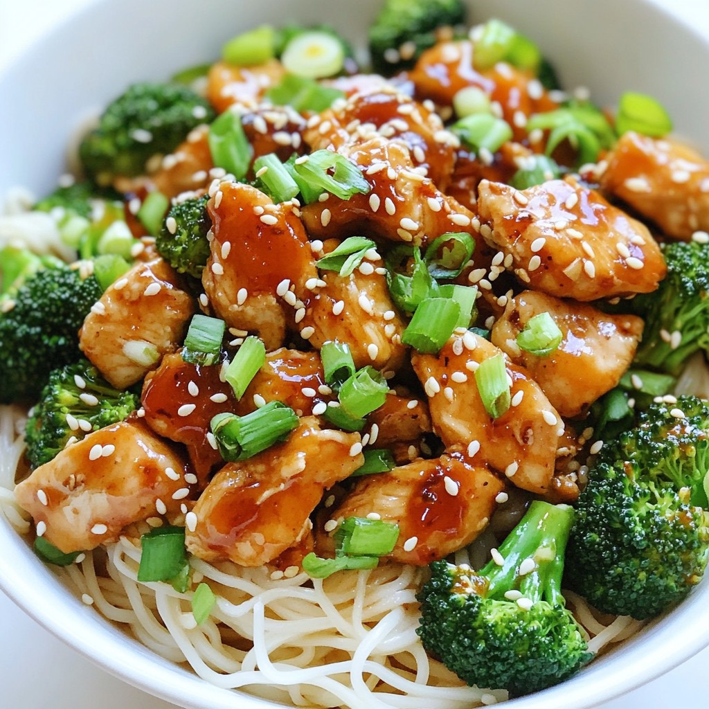 Spicy Garlic Chicken & Broccoli Noodle Bowls Delight