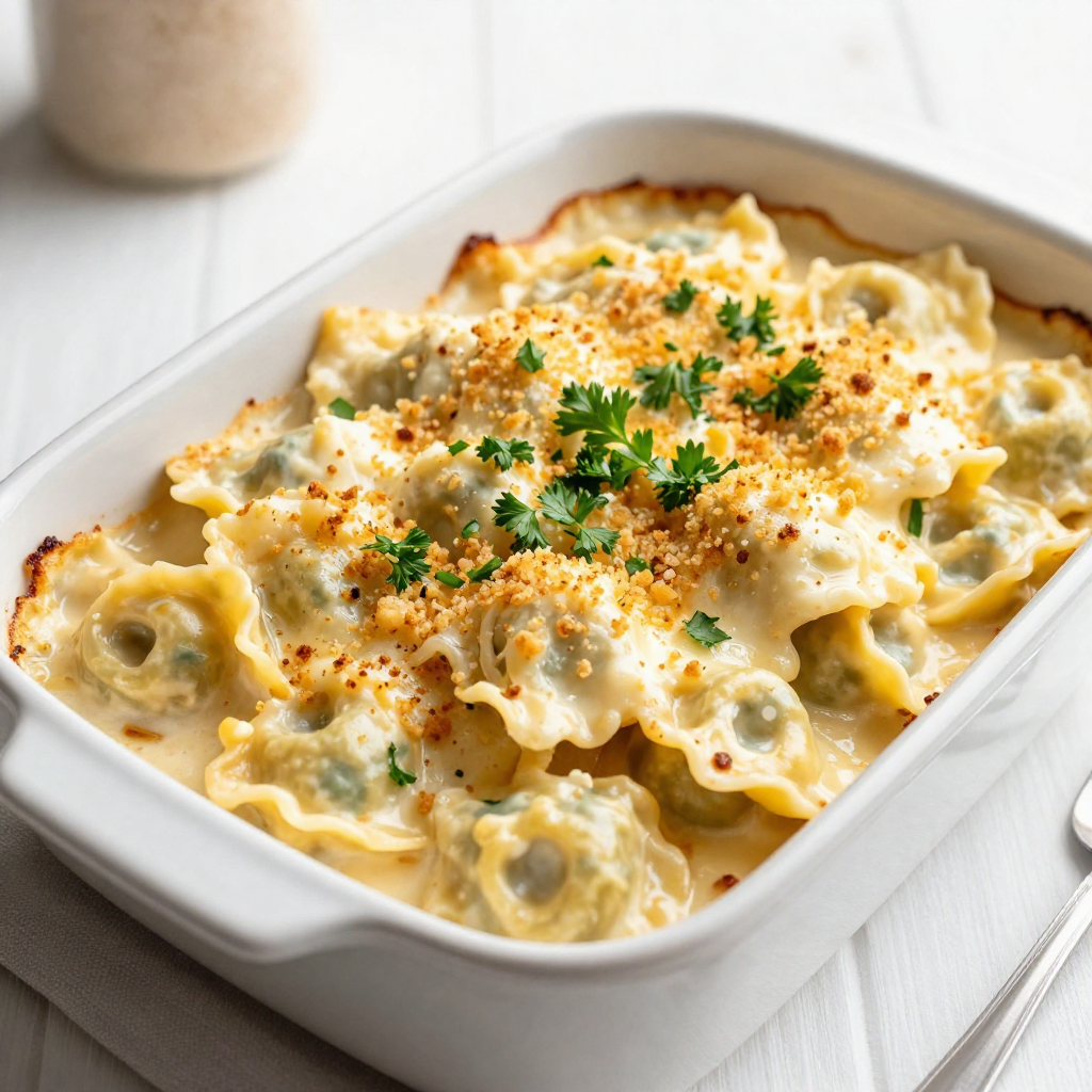 Cheesy Tortellini Alfredo Bake Simple and Savory Dish