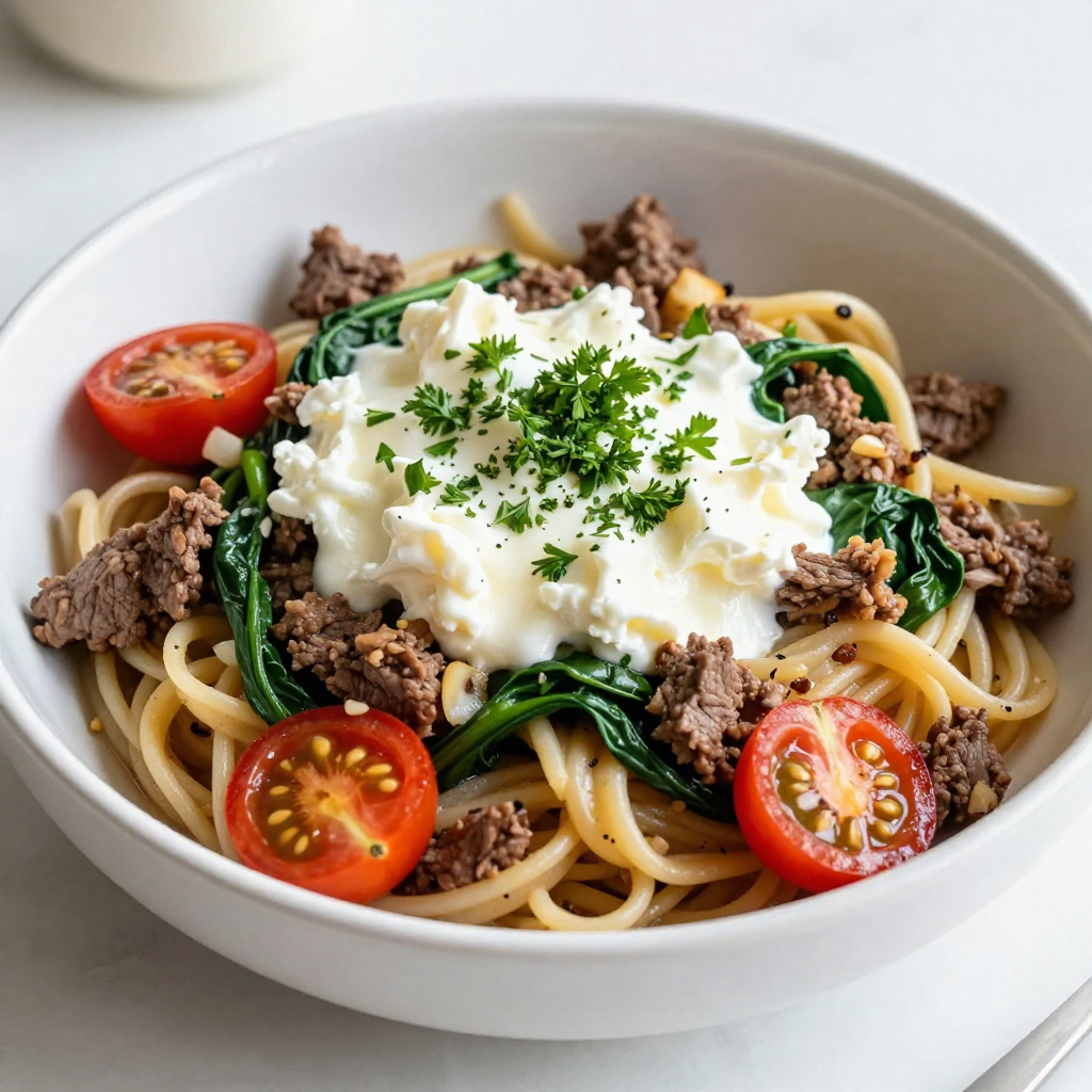 High-Protein Beef Pasta Quick and Flavorful Meal