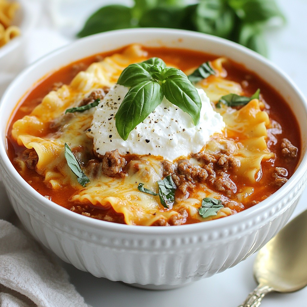 Lasagna Soup with Ricotta and Mozzarella Delight