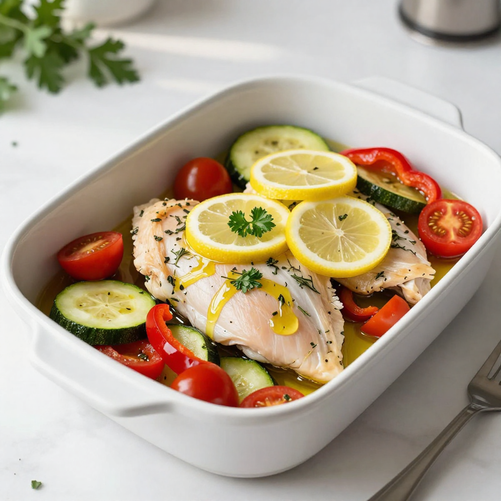 One-Pan Lemon Herb Chicken & Veggies Delight